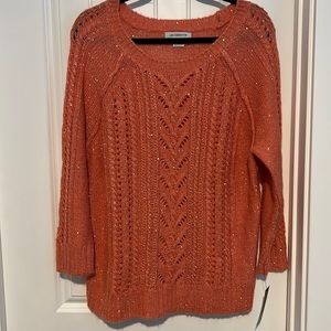 Liz Claiborne Cabana Coral sweater. New XL Slight sparkle!